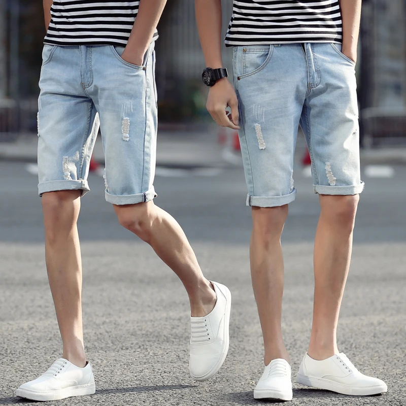 Men's Shallow Light Blue Fashion Denim Shorts Men's Summer Large Size Hole Fashion Simple Jeans Size 28-42
Men's Shallow Light Blue Fashion Denim Shorts Men's Summer Large Size Hole Fashion Simple Jeans Size 28-42