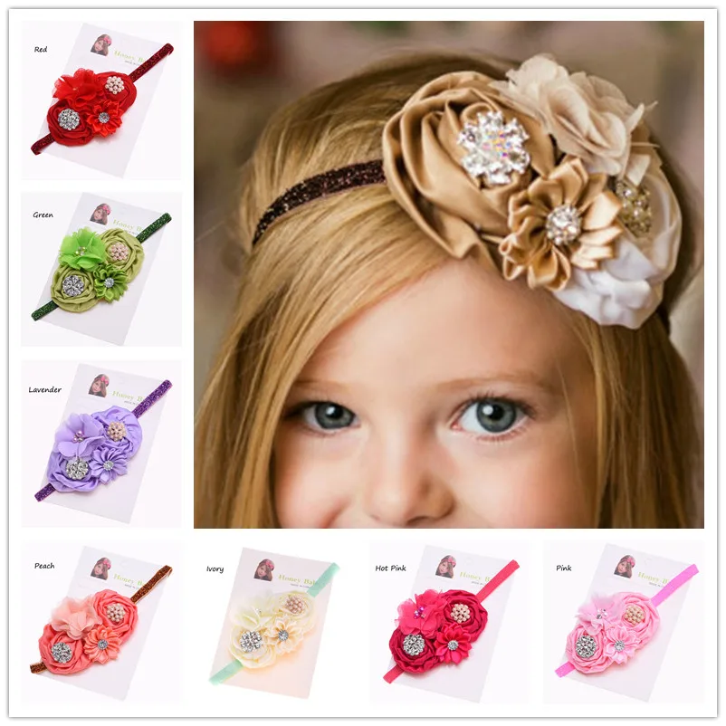 Ободок для волос с цветочным орнаментом 1 шт.|hair bows|rhinestone flower headbandbaptism headbands |