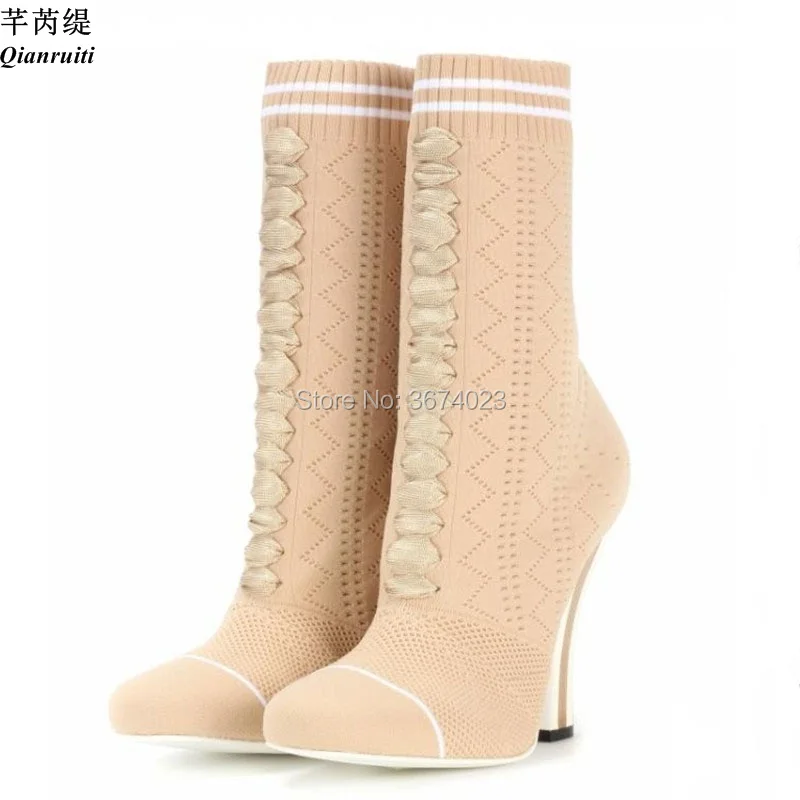 Qianruiti Big size 44 Fashion Runway Women Socks Ankle Boots Stretchy Knitted Shoes Patchwork Stripe Heels Slip On Martin Bottes
Qianruiti Big size 44 Fashion Runway Women Socks Ankle Boots Stretchy Knitted Shoes Patchwork Stripe Heels Slip On Martin Bottes