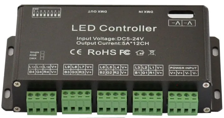 12CH DC5V-24V RGB DMX 512 Decoder led controller, LED Rgb Constant Decoder& Driver for LED Strip Module Lamp 12Channel 5A
12CH DC5V-24V RGB DMX 512 Decoder led controller, LED Rgb Constant Decoder& Driver for LED Strip Module Lamp 12Channel 5A