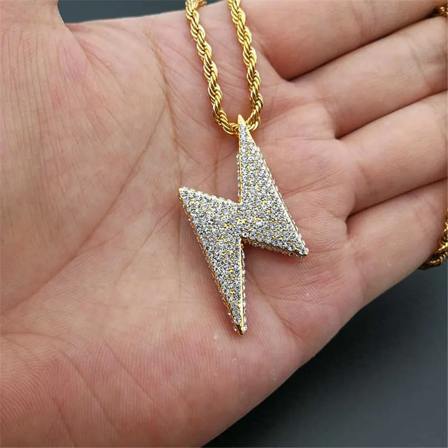 Hip Hop Bling Lightning Pendants Necklace with Stainless Steel Chain For Men/Women Iced Out Bling Jewelry Dropshipping
Hip Hop Bling Lightning Pendants Necklace with Stainless Steel Chain For Men/Women Iced Out Bling Jewelry Dropshipping