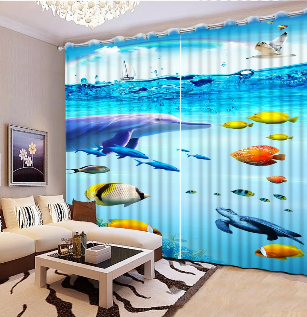 3D Curtains Custom Curtains Rainbow Seafood Dolphin Fish Modern Home Decor Curtains For Window Living Room
3D Curtains Custom Curtains Rainbow Seafood Dolphin Fish Modern Home Decor Curtains For Window Living Room
