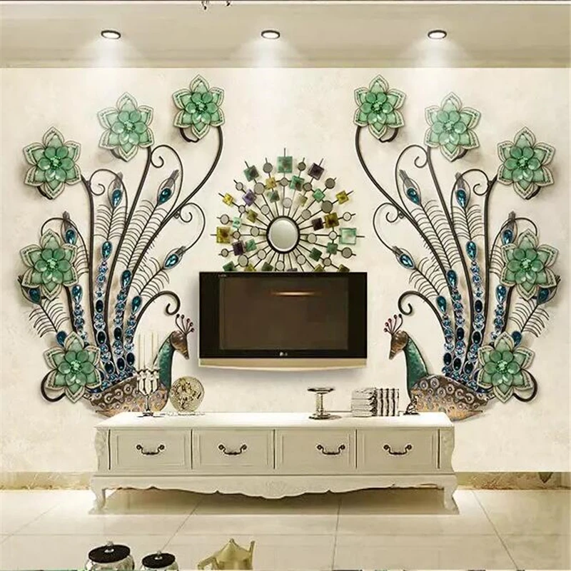 Beibehang Custom wallpaper 3D stereo creative diamond green peacock background papel de parede painting wall papers home decor
Beibehang Custom wallpaper 3D stereo creative diamond green peacock background papel de parede painting wall papers home decor
