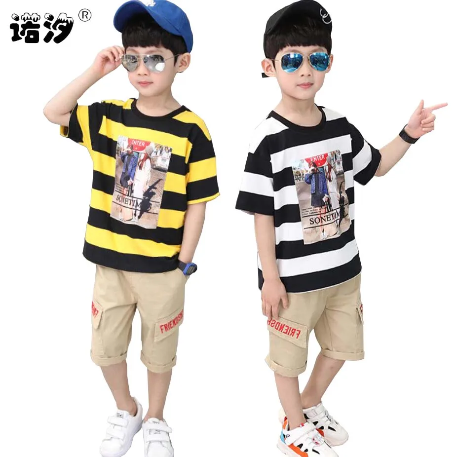 Boys summer clothes sets kids tripe t-shirt baby boys cotton O-neck short sleeve shirt 3-11T children tops+pants kids trousers
Boys summer clothes sets kids tripe t-shirt baby boys cotton O-neck short sleeve shirt 3-11T children tops+pants kids trousers