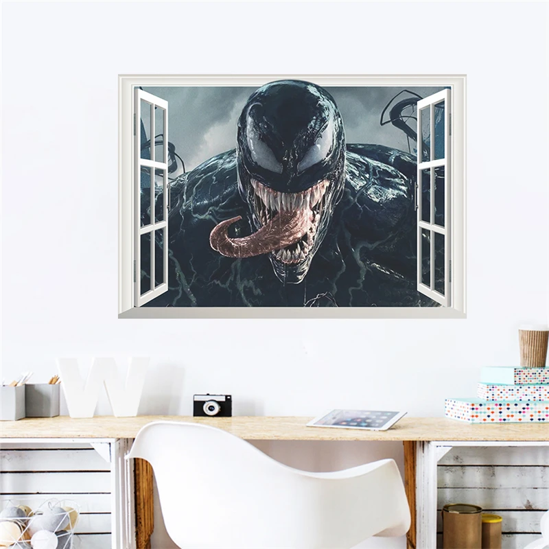 50*70 см Горячие 3d отверстие фильм Веном супер герой наклейки на стену детские