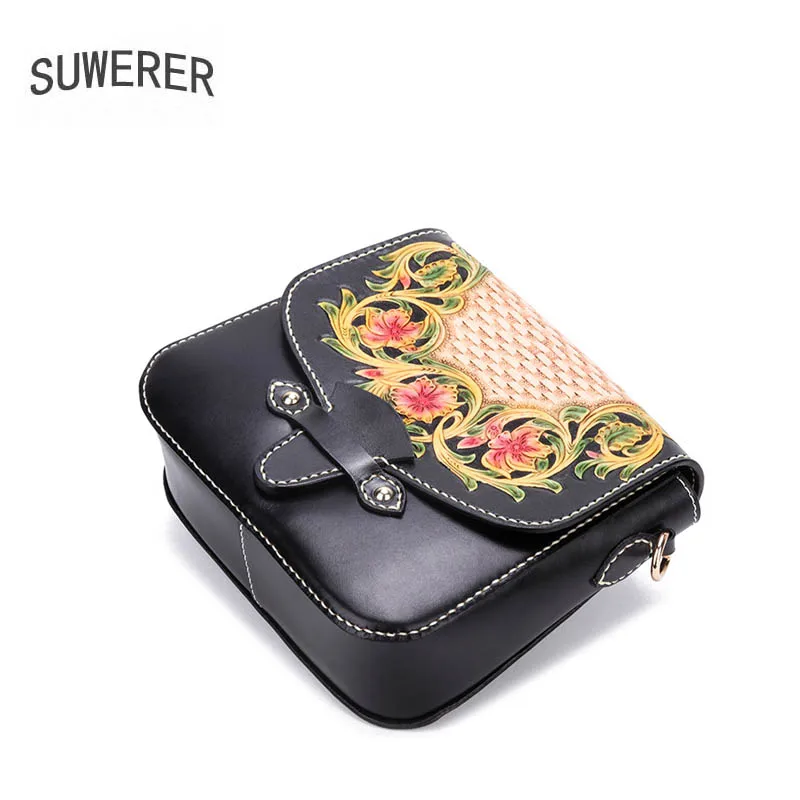 SUWERER Women Genuine Leather bag Handmade Carved cowhide luxury fashion tote leather shoulder bag designer women famous brand
SUWERER Women Genuine Leather bag Handmade Carved cowhide luxury fashion tote leather shoulder bag designer women famous brand
