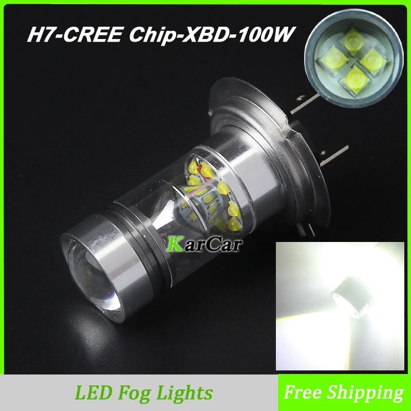 

SENZEAL Auto Car CREE Chip XBD 100W 1000LM H7 LED Day time Running Lights Bulb Fog Light High Power Fog Lamp 6000K White