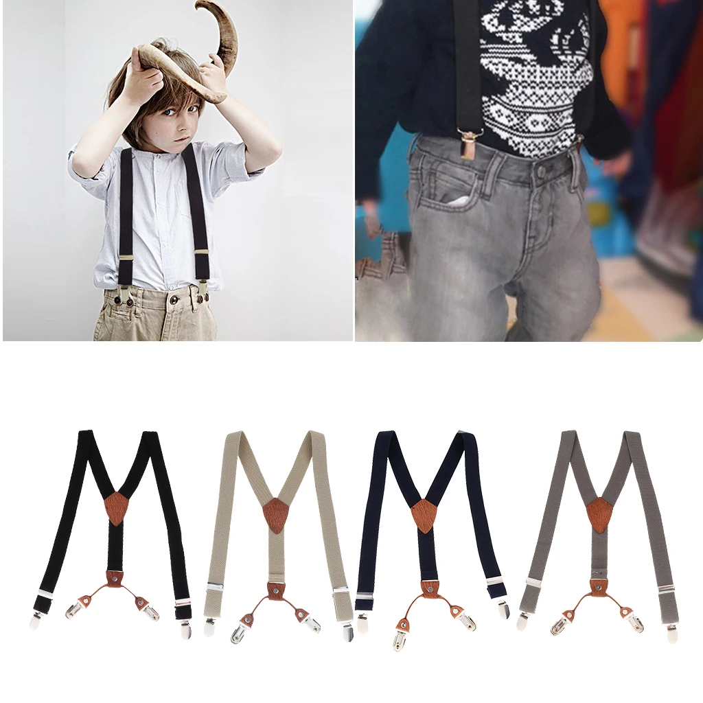 Фото Детские регулируемые брюки с 4 зажимами для маленьких мальчиков - купить