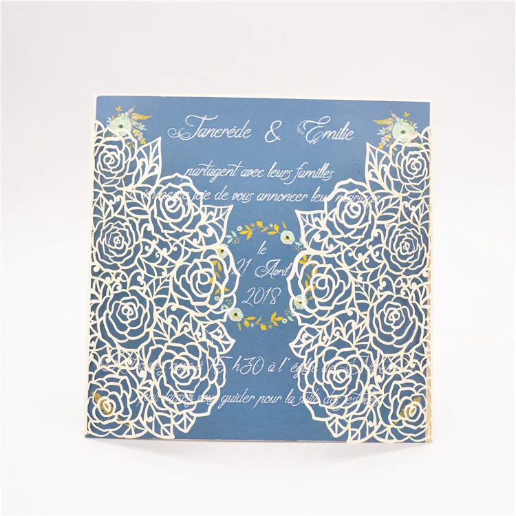Laser cut floral wedding invitation card beige with blank inner card and envelope
Laser cut floral wedding invitation card beige with blank inner card and envelope