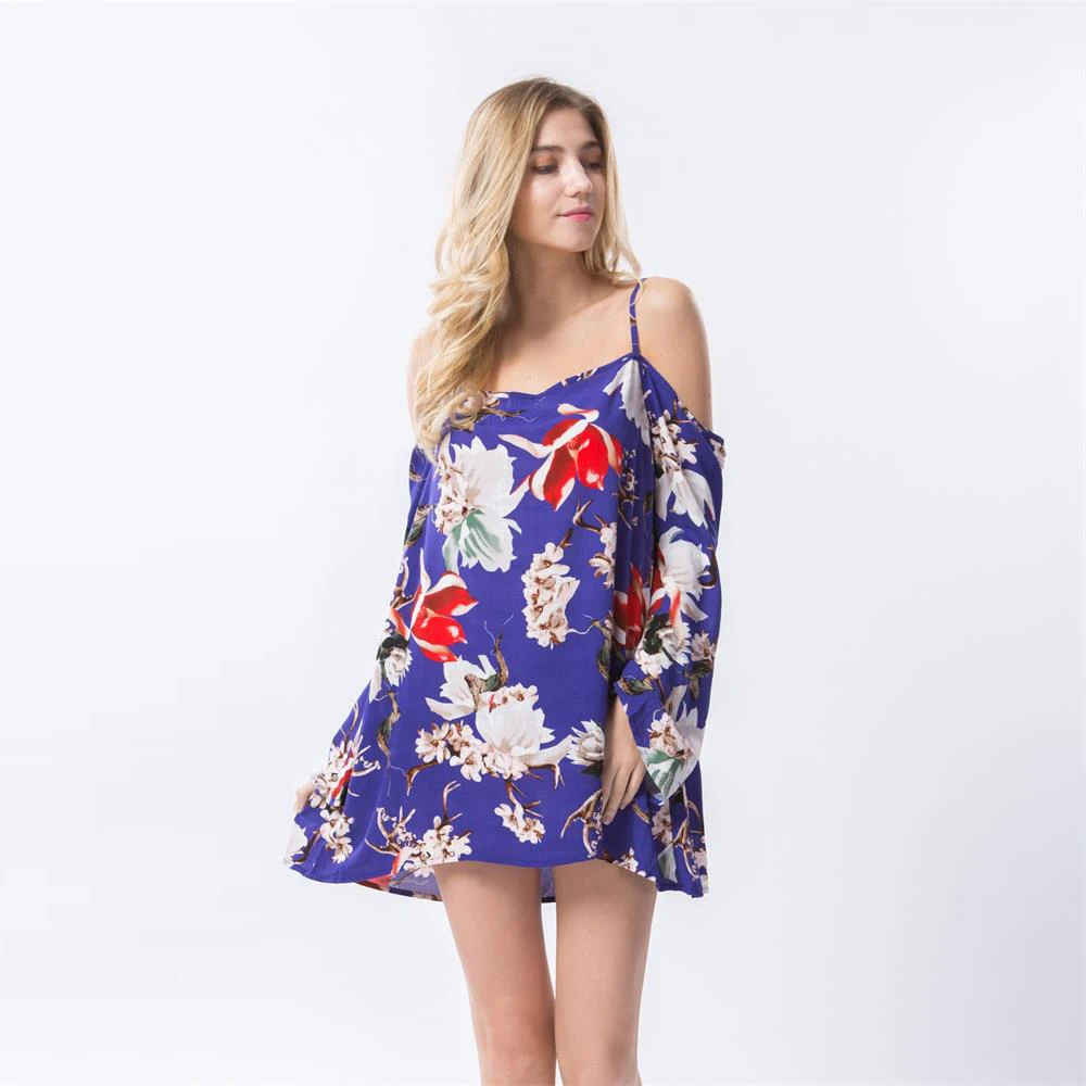 

Dioufond Off Shoulder Blouse Shirt Beach Summer Floral Blouses Strap Print Linen Shirt Blusas femininas Women Cold Shoulder Tops