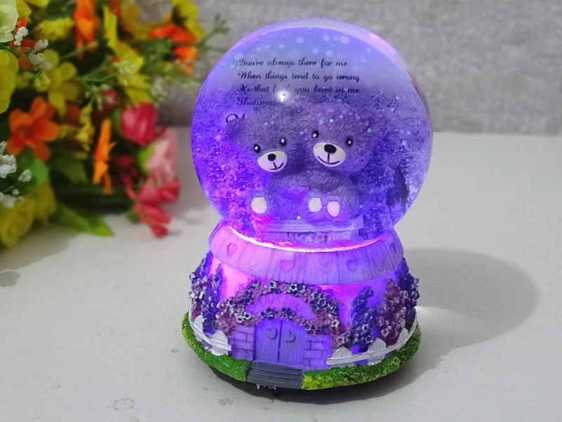 Ymy Light Снежная музыкальная шкатулка в виде хрустального шара цветные световые