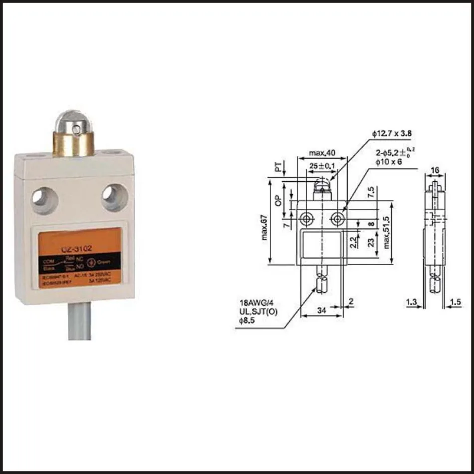 Switch travel limit switch 15A Electrical Safety Key Interlock switch Compact Prewired switch CZ-3102
Switch travel limit switch 15A Electrical Safety Key Interlock switch Compact Prewired switch CZ-3102
