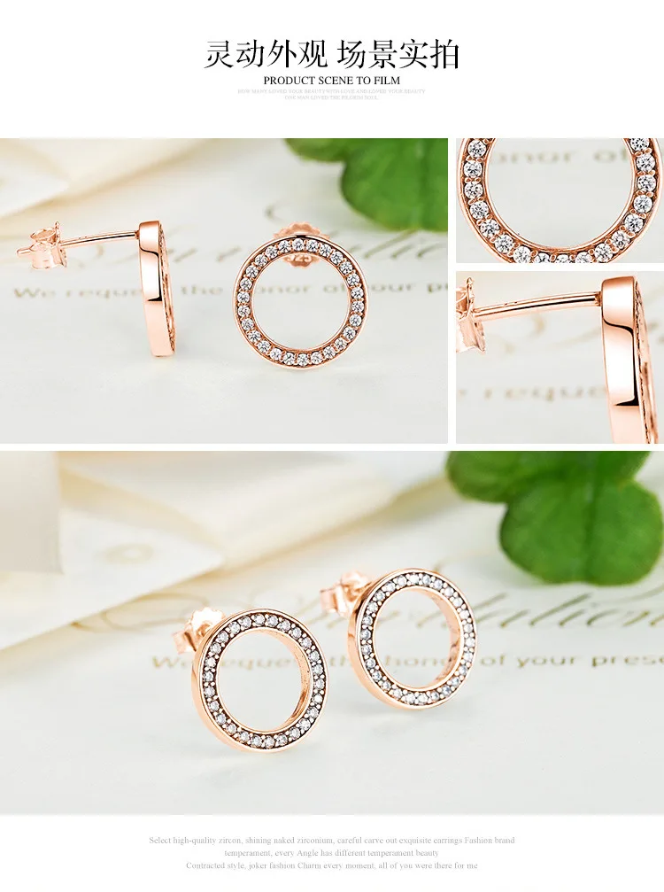 Genuine 925 Sterling Silver Forever Rose & Clear CZ Round Circle Stud Earrings For Women Fashion Jewelry
Genuine 925 Sterling Silver Forever Rose & Clear CZ Round Circle Stud Earrings For Women Fashion Jewelry
