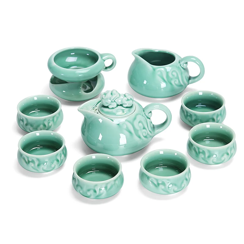 creative porcelain tea set handmade relief longquan celadon kungfu tea sets ceramic tea pot cup for Pu'er Chinese kongfu teaset
creative porcelain tea set handmade relief longquan celadon kungfu tea sets ceramic tea pot cup for Pu'er Chinese kongfu teaset