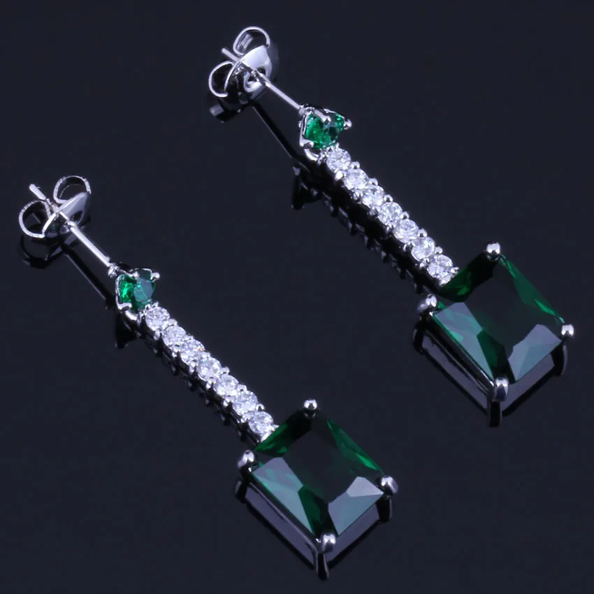 Sparkling Rectangle Green Cubic Zirconia White CZ Silver Plated Drop Dangle Earrings V0367
Sparkling Rectangle Green Cubic Zirconia White CZ Silver Plated Drop Dangle Earrings V0367