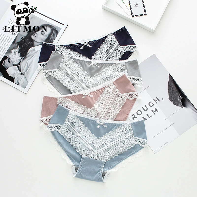 Litmon сексуальные трусики Для женщин японский Стиль кружева трусы одноцветное