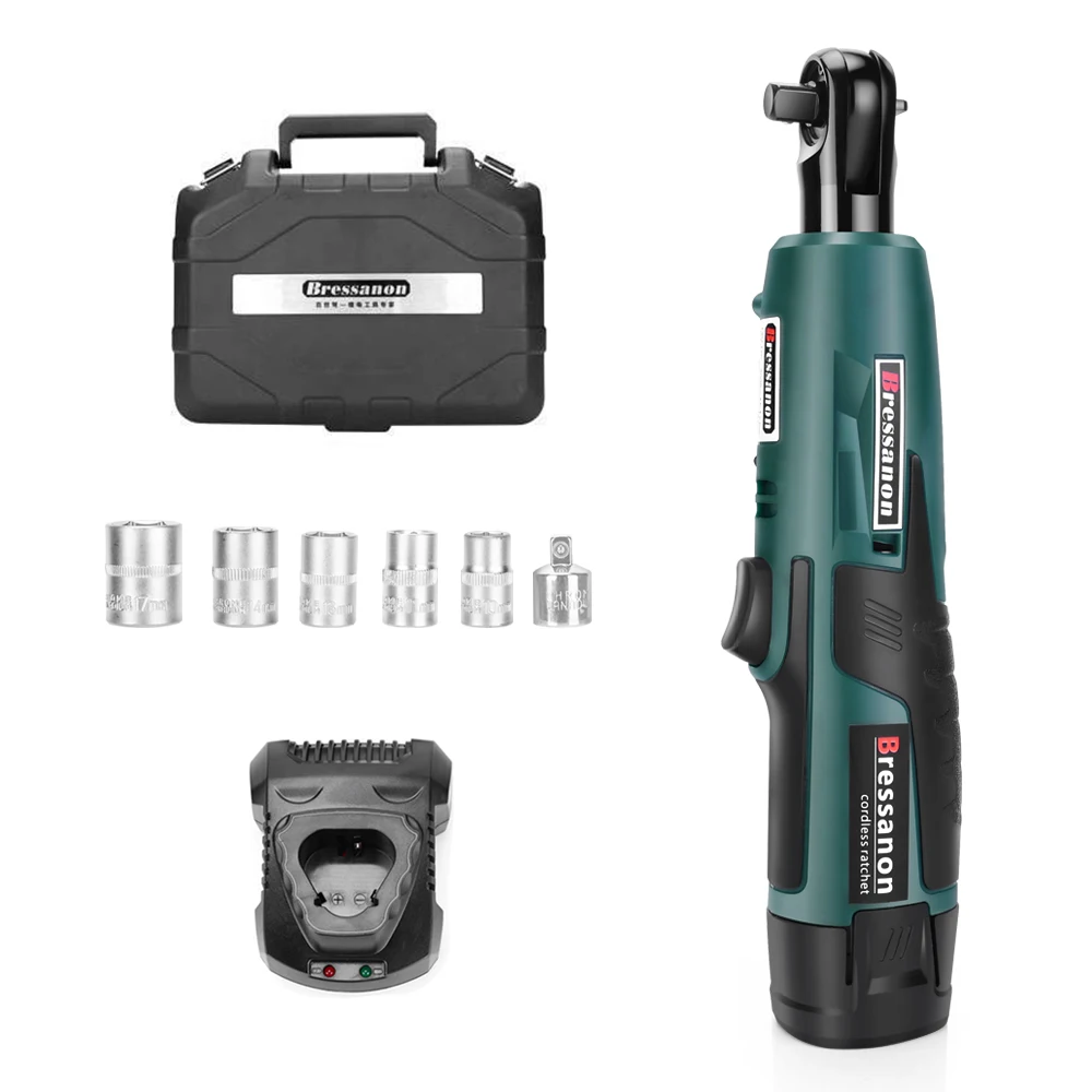 Bressanon 3/8 "Электрический Аккумуляторный Трещоточный ключ с 12 V 2000 mAh батарейный