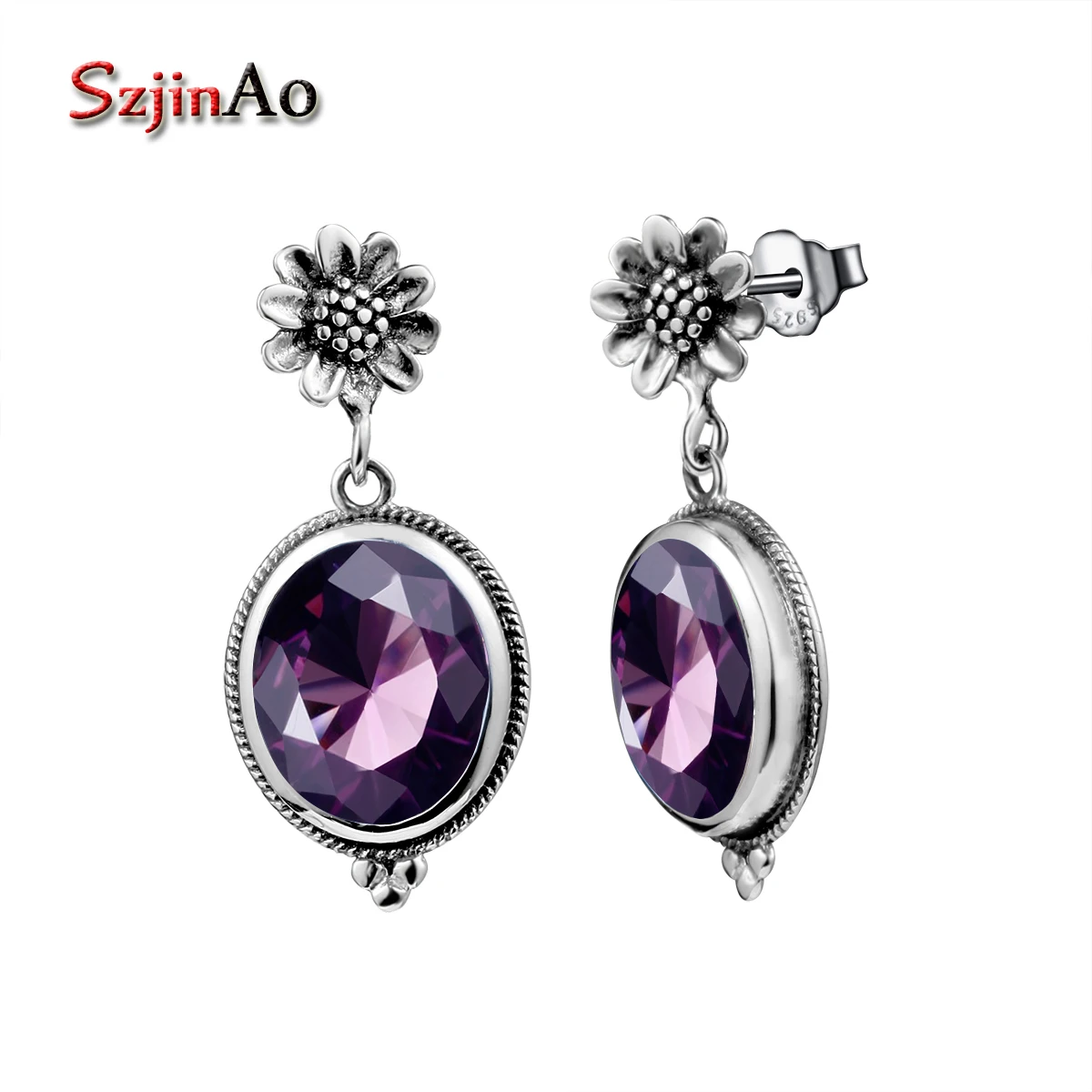 Szjinao Luxury Bridal Handmade Earring Vintage 925 Sterling Silver Oval Amethyst Drop Earrings for Women Wedding Jewelry
Szjinao Luxury Bridal Handmade Earring Vintage 925 Sterling Silver Oval Amethyst Drop Earrings for Women Wedding Jewelry