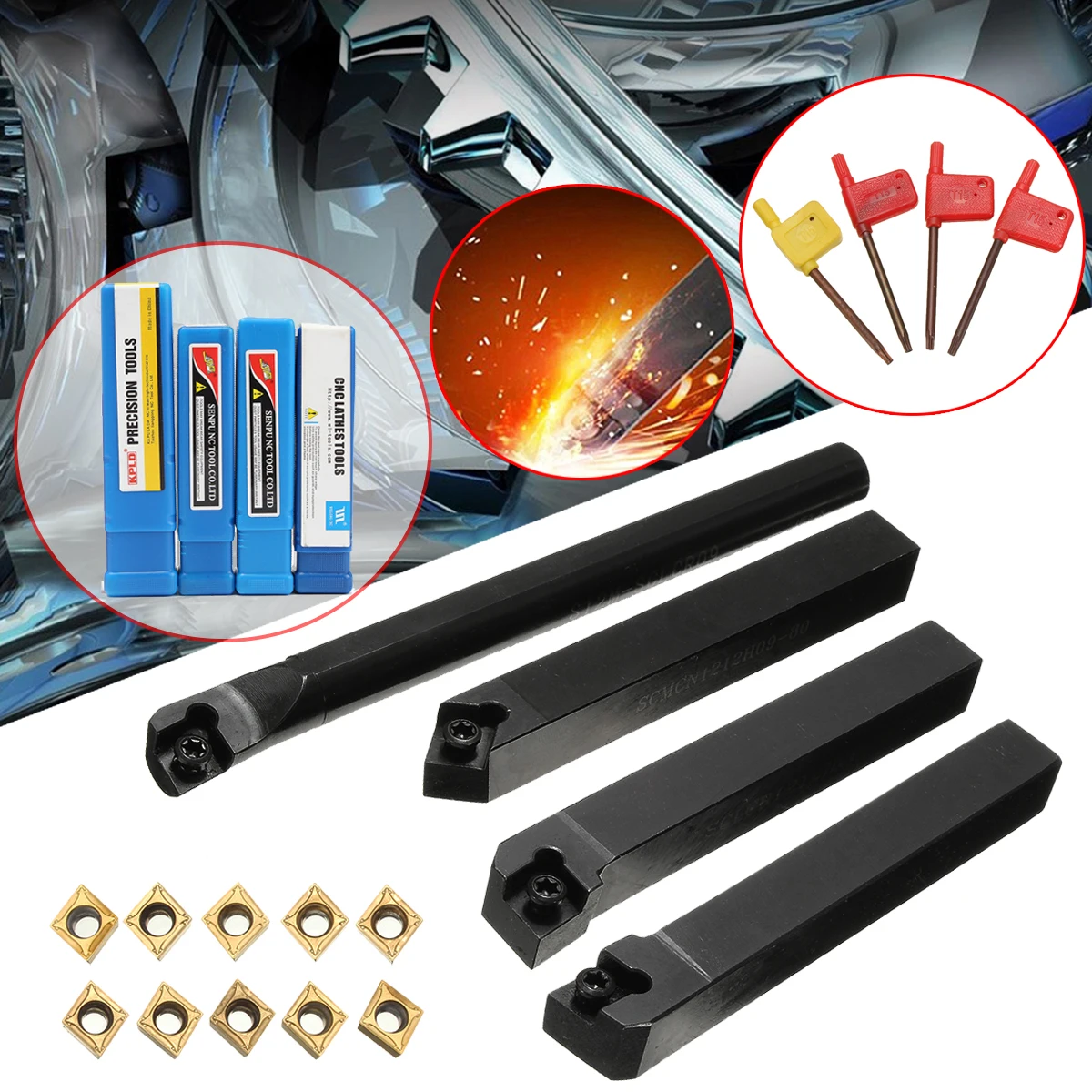 10X CCMT09T304 S12M-SCLCR09+1212H09+SCLCL+SCMCN1212H09 Lathe Turning Tool Holder Set Machine Tools T15 Wrench Carbide Insert Kit
10X CCMT09T304 S12M-SCLCR09+1212H09+SCLCL+SCMCN1212H09 Lathe Turning Tool Holder Set Machine Tools T15 Wrench Carbide Insert Kit
