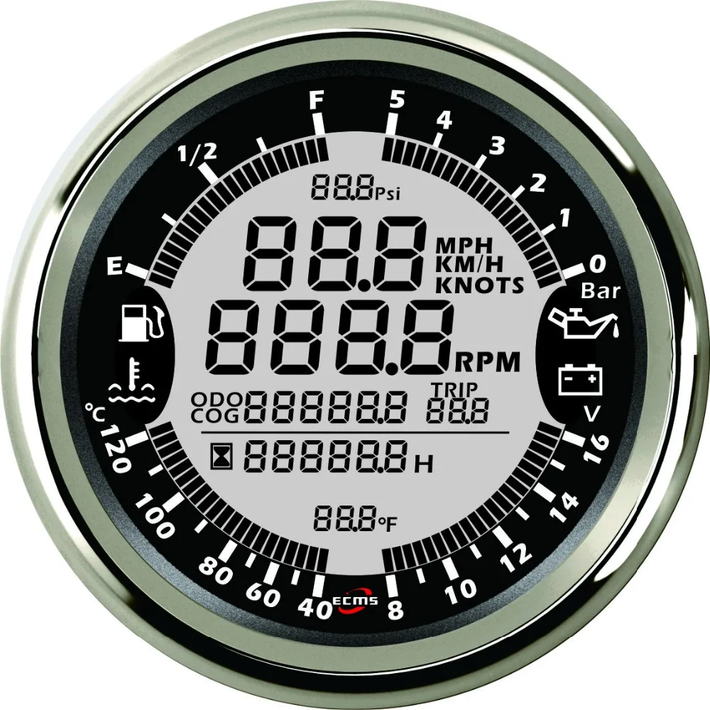 Marine Boat Car Digital Multifunction Gauge-6 12V 85mm 10Bar 316L Chrome Black 900-00129
Marine Boat Car Digital Multifunction Gauge-6 12V 85mm 10Bar 316L Chrome Black 900-00129