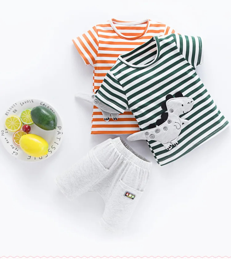 2018 new baby infant Summer clothing set girls boys Cartoon Dino Striped T Shirt+shorts 2pcs casual suits kids tracksuits
2018 new baby infant Summer clothing set girls boys Cartoon Dino Striped T Shirt+shorts 2pcs casual suits kids tracksuits