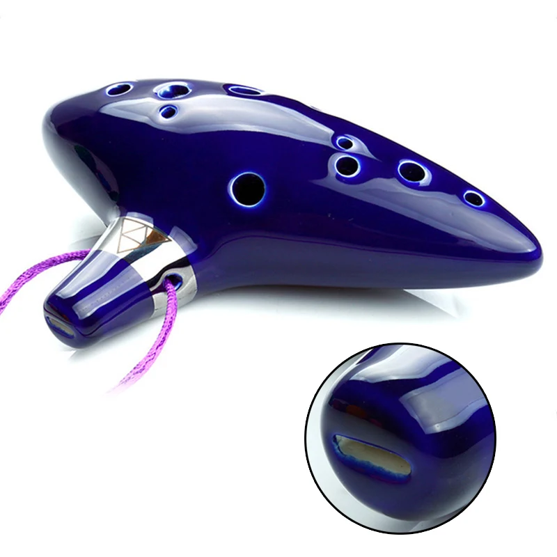 Керамический музыкальный инструмент Ocarina C с 12 отверстиями для начинающих яркая