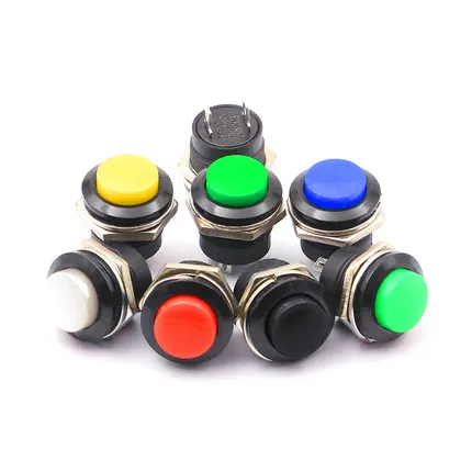 

5pcs R13-507 Black Color Momentary Push Button Switch OFF-ON Reset Switch 16MM 3A 250V AC Non Locking Switches Round Button