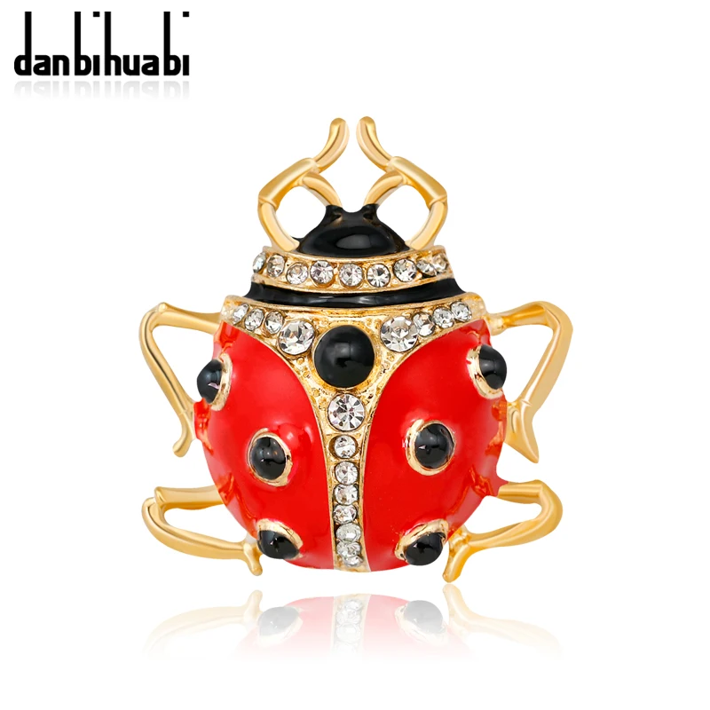 Danbihuabi Красный/Белый Божья коровка эмаль Pin и брошь для Для женщин мужчин