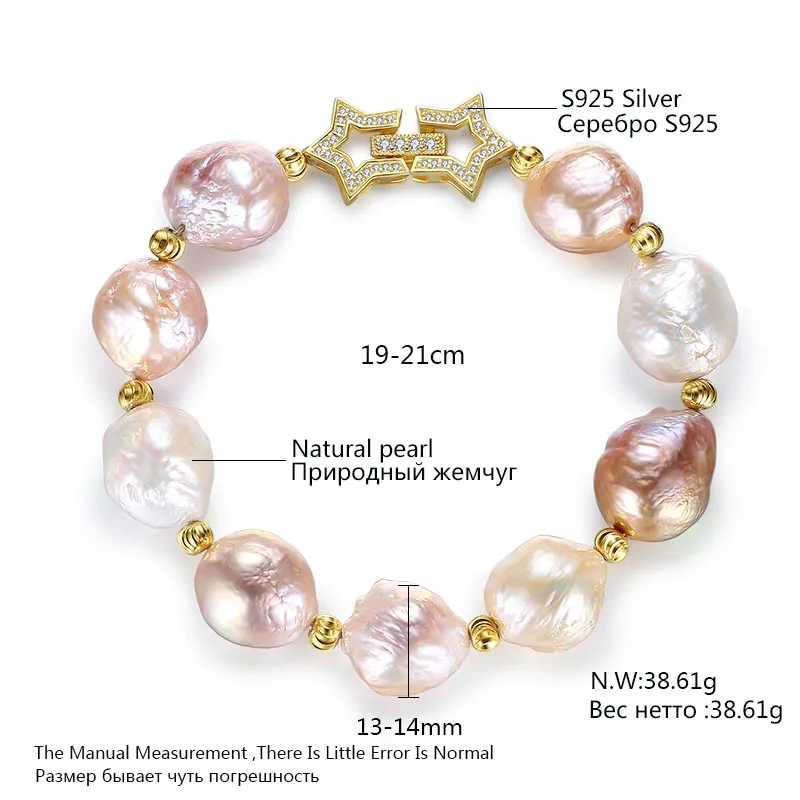 CZCITY Natural Multi Color Baroque Pearl Beads Women Bracelets & Bangles 925 Sterling Silver Star Buckle Women Charms Bracelet
CZCITY Natural Multi Color Baroque Pearl Beads Women Bracelets & Bangles 925 Sterling Silver Star Buckle Women Charms Bracelet