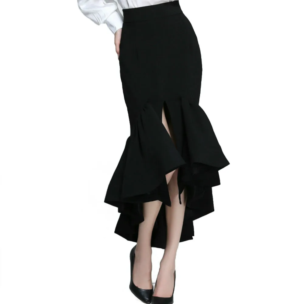 Fashion Women's Retro Skirts 2018 Spring Long Trumpet Ruffles Sexy Slim Black White Party Female Elegant High Quality Skirt Saia
Fashion Women's Retro Skirts 2018 Spring Long Trumpet Ruffles Sexy Slim Black White Party Female Elegant High Quality Skirt Saia