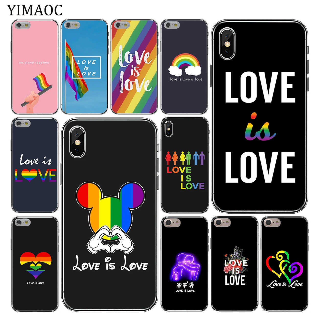 Мягкий силиконовый чехол YIMAOC Love Is LGBT Rainbow Heart для Apple iPhone 11 Pro X XR XS Max 6 6S 7 8 Plus 5 5S SE