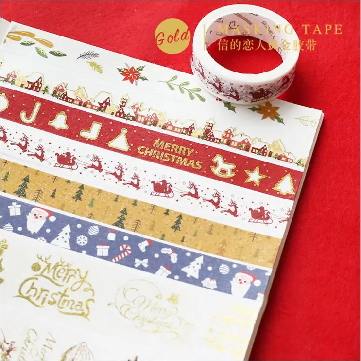 New Year Merry Christmas Stamps Golden Trees Garland Decorative Washi Tape DIY Planner Scrapbooking Sticker Masking Tape Escolar
New Year Merry Christmas Stamps Golden Trees Garland Decorative Washi Tape DIY Planner Scrapbooking Sticker Masking Tape Escolar