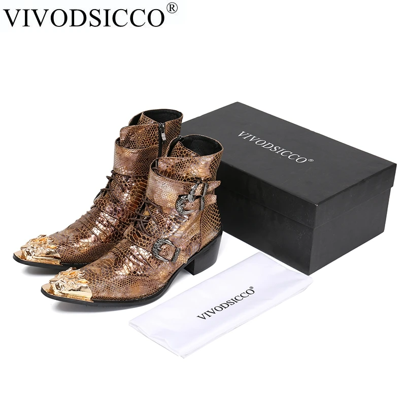 VIVODSICCO Luxury British Style Men Mid Calf Boots Genuine Leather Motorcycle Cowboy Boots Men Snake Skin Boots Dress Shoes
VIVODSICCO Luxury British Style Men Mid Calf Boots Genuine Leather Motorcycle Cowboy Boots Men Snake Skin Boots Dress Shoes