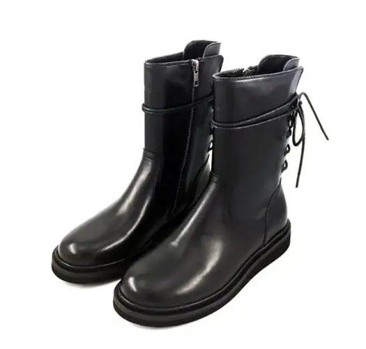 Drop Shipping Cheap High Quality Girls Pu Solid Black Round Toe Zipper Lace Up Back Mid-calf High Top Flat Martin Short Boots
Drop Shipping Cheap High Quality Girls Pu Solid Black Round Toe Zipper Lace Up Back Mid-calf High Top Flat Martin Short Boots
