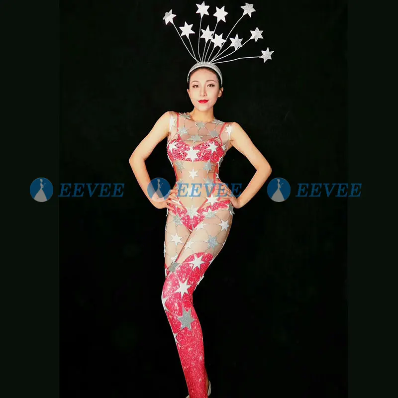 2019 Sexy Perspective Pentagram sequin Jumpsuit JAZZ Dj Costume Nightclub DS Singer Stage Outfits Headwear Bodysuit Rave Clothes
2019 Sexy Perspective Pentagram sequin Jumpsuit JAZZ Dj Costume Nightclub DS Singer Stage Outfits Headwear Bodysuit Rave Clothes