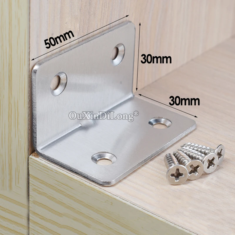 Top Quality 100PCS Stainless Steel Right Angle Corner Braces L Shape Furniture Shelf Joint Fastening Support Brackets Connectors
Top Quality 100PCS Stainless Steel Right Angle Corner Braces L Shape Furniture Shelf Joint Fastening Support Brackets Connectors