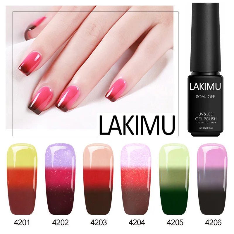 Lakimu Температура изменить Цвет УФ гель лак для ногтей Soak Off Лидер продаж 2018 товары