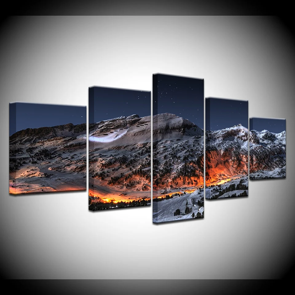 Canvas Painting Ice mountains landscapes snow night fire 5 Pieces Wall Art Painting Modular Wallpapers Poster Print Home Decor
Canvas Painting Ice mountains landscapes snow night fire 5 Pieces Wall Art Painting Modular Wallpapers Poster Print Home Decor