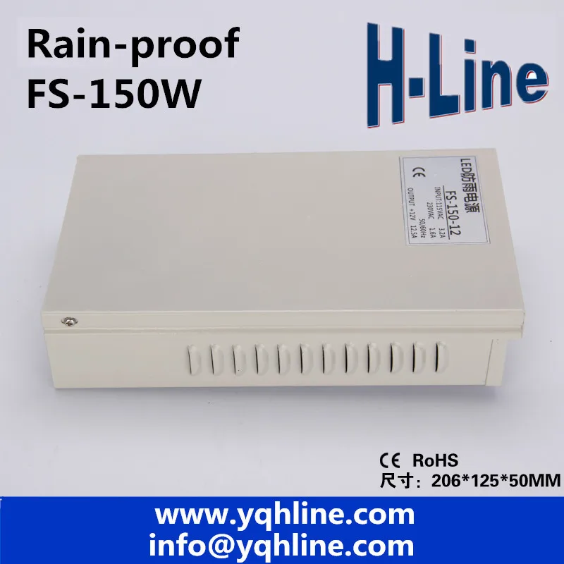 Rain-Proof LED switch power supply Output DC 48V 3.2A 150W power adapter LED switch power supply LED driver (FY-150-48)
Rain-Proof LED switch power supply Output DC 48V 3.2A 150W power adapter LED switch power supply LED driver (FY-150-48)