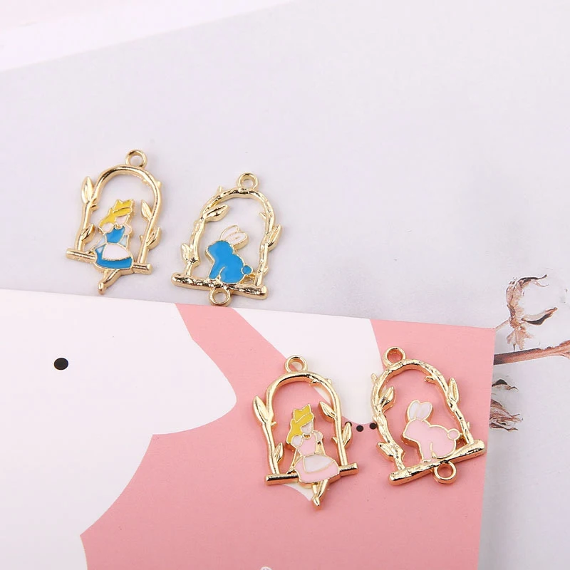 10pcs/lot Alice Swing Girl Rabbit Enamel Charms Swing Connectors DIY Drop Oil Metal Earring Pendant Jewelry Accessory YZ373
10pcs/lot Alice Swing Girl Rabbit Enamel Charms Swing Connectors DIY Drop Oil Metal Earring Pendant Jewelry Accessory YZ373