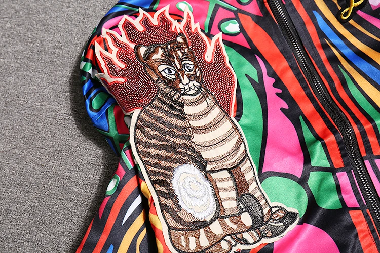 Women Harajuku Graffiti Embroidery Baseball Sequins Jacket Coat Cartoon Fire Animal Thin Outwear Short Street Wearing Coat CC021
Women Harajuku Graffiti Embroidery Baseball Sequins Jacket Coat Cartoon Fire Animal Thin Outwear Short Street Wearing Coat CC021