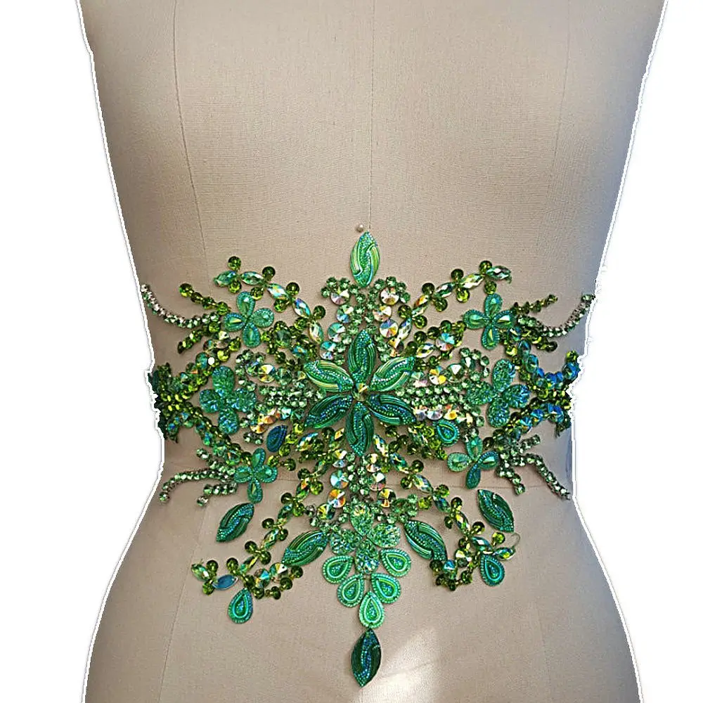 Bi.Dw.M Green Embroidery Beaded Crystal Rhinestone Applique Patch 22x35cm Sewing For Wedding Dress Trims Waist Belly Decoration
Bi.Dw.M Green Embroidery Beaded Crystal Rhinestone Applique Patch 22x35cm Sewing For Wedding Dress Trims Waist Belly Decoration