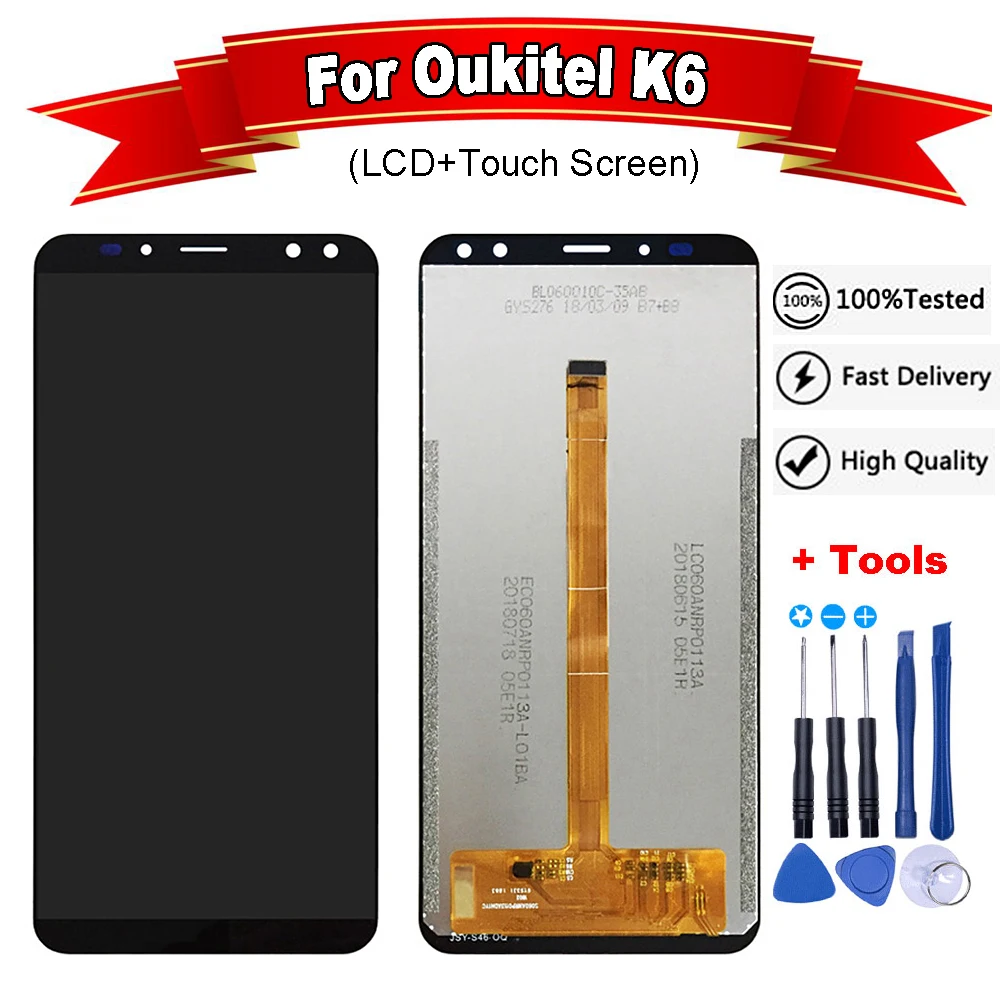 ЖК дисплей 6 0 дюйма для Oukitel K6 + дигитайзер сенсорного экрана в сборе ремонтные