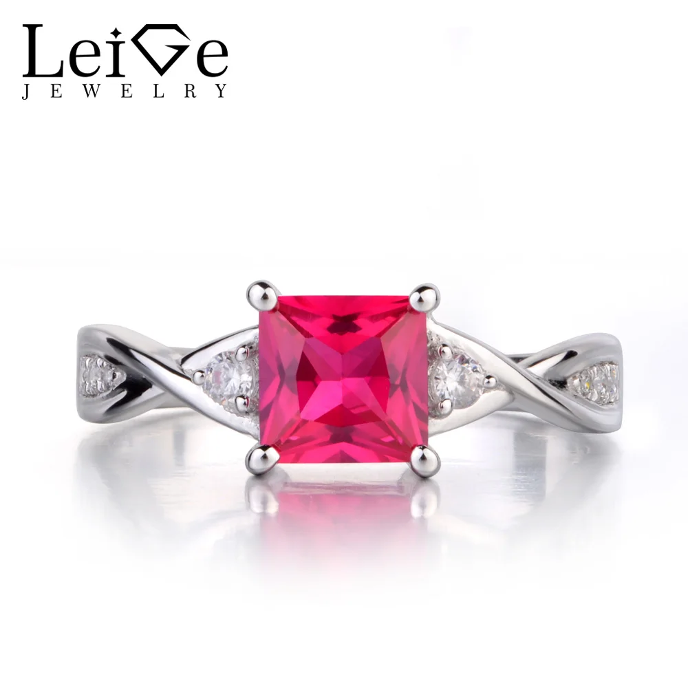 Leige Jewelry Ruby Engagement Ring Princess Cut Gemstone Fine Jewelry Wedding Rings 925 Sterling Silver July Birthstone
Leige Jewelry Ruby Engagement Ring Princess Cut Gemstone Fine Jewelry Wedding Rings 925 Sterling Silver July Birthstone