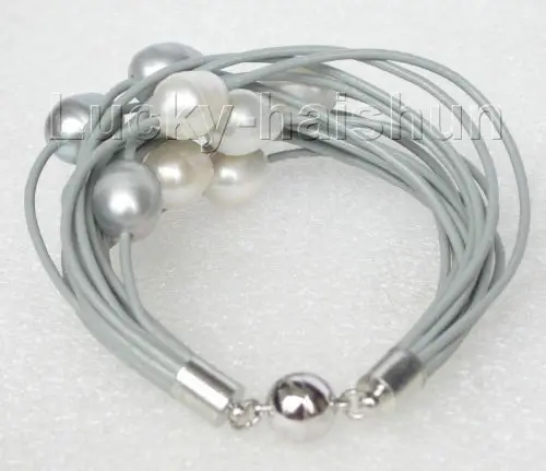 free shipping MEW 7" 14row 14mm white Gray pearls Gray leather bracelet j8809 @^Noble style Natural
free shipping MEW 7" 14row 14mm white Gray pearls Gray leather bracelet j8809 @^Noble style Natural