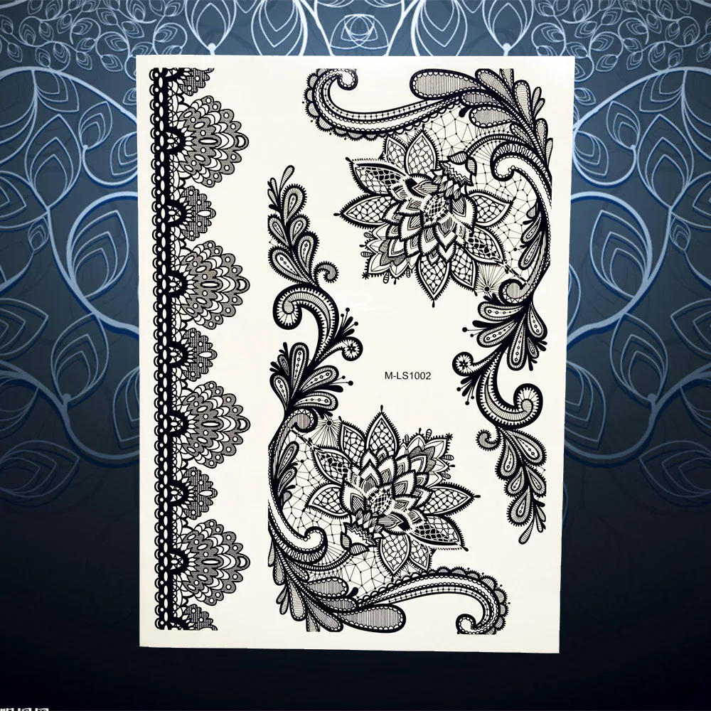 Sexy Body Arm Art Decal Black Ink Henna Tattoo Flower Lace Henna Bracelet 20x15CM Waterproof Temporary Tattoo Sticker
Sexy Body Arm Art Decal Black Ink Henna Tattoo Flower Lace Henna Bracelet 20x15CM Waterproof Temporary Tattoo Sticker