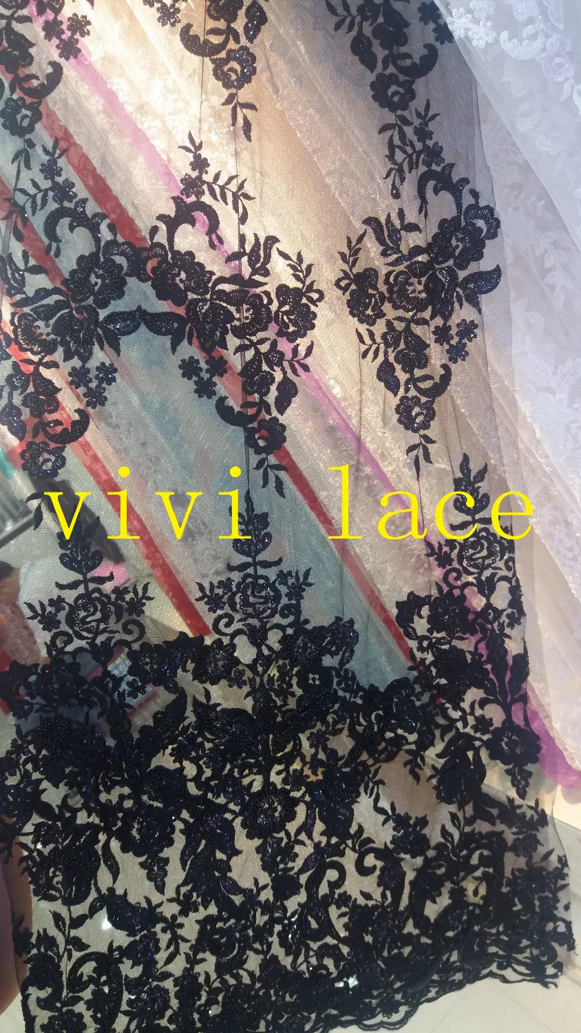 HZ001 hand made ivory/black sequin beads nice luxury polyestor tulle mesh lace for sawing/ wedding/evening dress/party
HZ001 hand made ivory/black sequin beads nice luxury polyestor tulle mesh lace for sawing/ wedding/evening dress/party