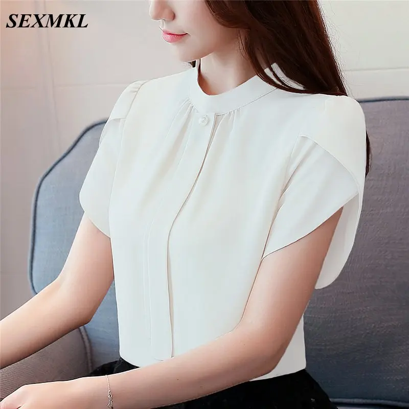 SEXMKL Womens Chiffon Blouse 2020 Fashion Short Sleeve White Blouse Blusas Femininas Office Lady Shirt Summer Pink Blouses Tops
SEXMKL Womens Chiffon Blouse 2020 Fashion Short Sleeve White Blouse Blusas Femininas Office Lady Shirt Summer Pink Blouses Tops