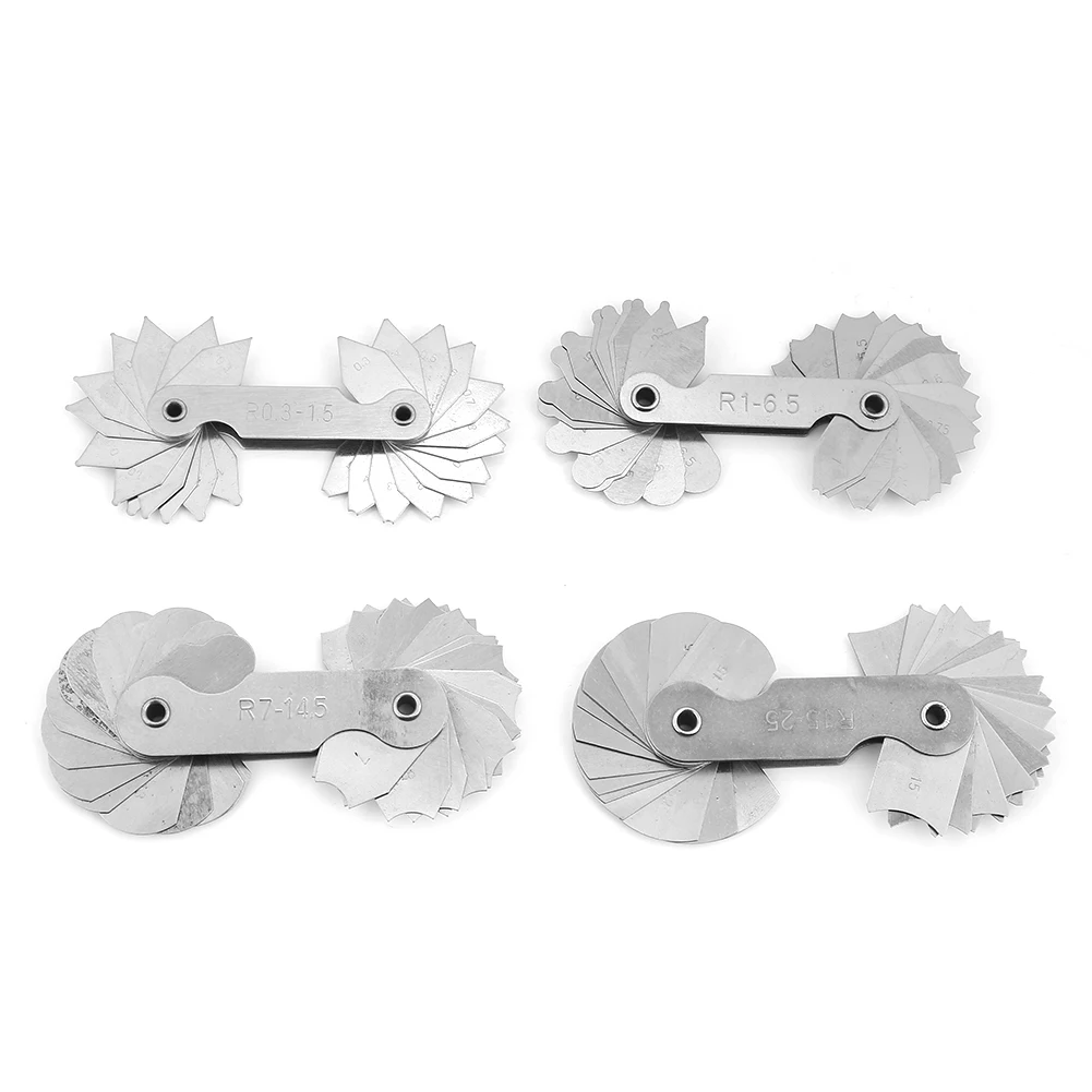 4pcs Stainless Steel Radius Fillet Gauge Measuring Tool R0.3-1.5/ R1-6.5/ R7-14.5/ R15-25 Ruler Carpenter Tools Woodworking Tool
4pcs Stainless Steel Radius Fillet Gauge Measuring Tool R0.3-1.5/ R1-6.5/ R7-14.5/ R15-25 Ruler Carpenter Tools Woodworking Tool