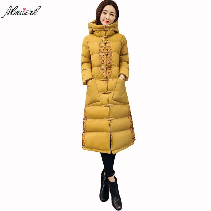 new winter fashion chinese style hooded female cotton paraks medium length embroidery casual keep warm women cotton jackets L160
new winter fashion chinese style hooded female cotton paraks medium length embroidery casual keep warm women cotton jackets L160